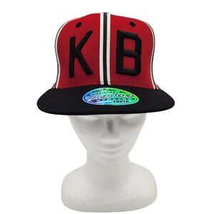 NWT Zephyr KB Baseball Hat Cap Retro Fitted Youth‎ Size Black Red Flat Brim NEW